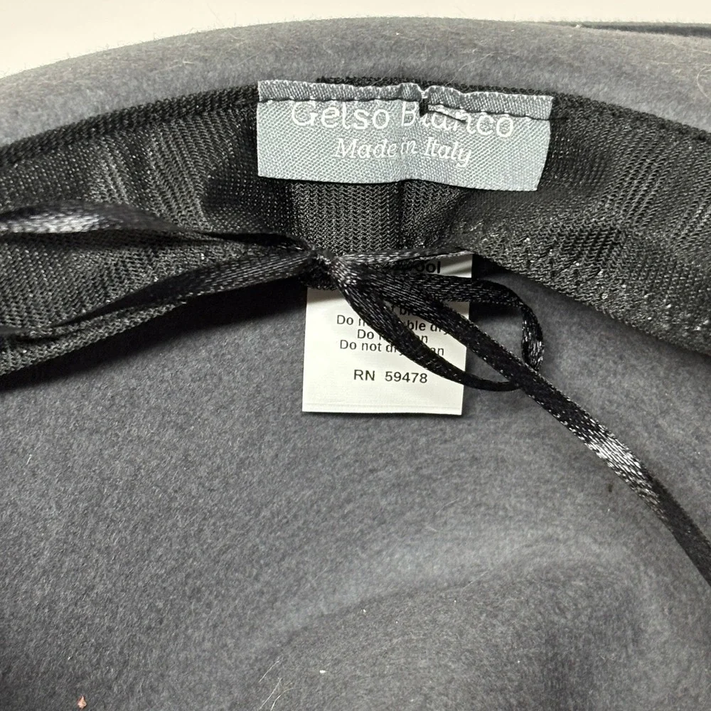 Gelso Bianco Made in Italy Dark Gray 100% Wool Felt Fedora Hat with Leather Band